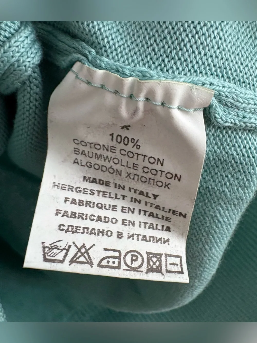 Gran Sasso Green Cotton Full Zip Mock Neck Sweater Long Sleeve Italian Men M